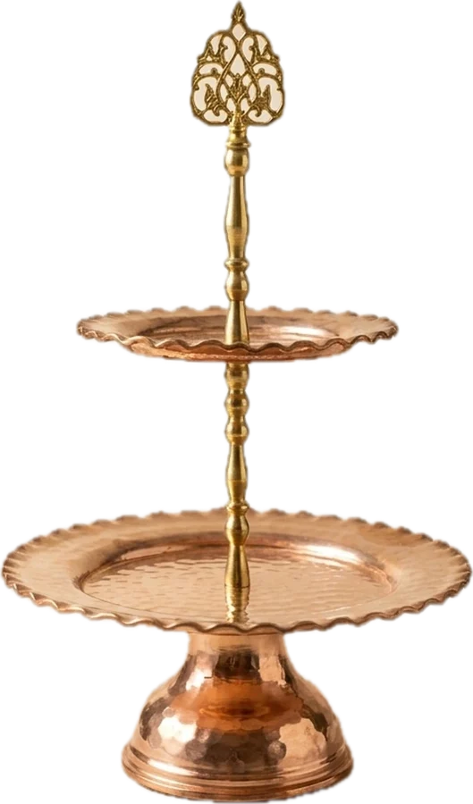 Two-tier serving stand, 25 cm, hand-hammered
