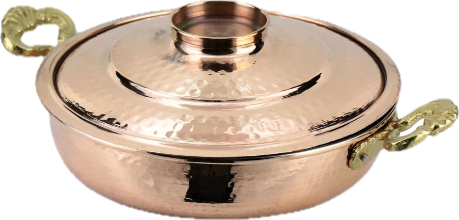 Lidded egg pan, 17 cm, copper