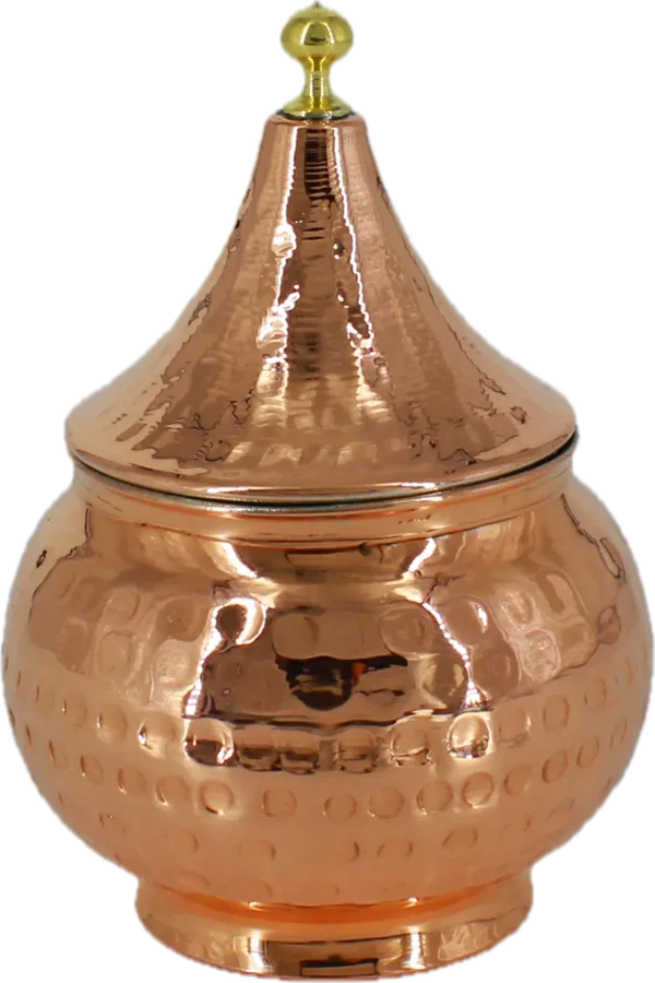 Spice jar, 8 cm, hand-hammered red copper